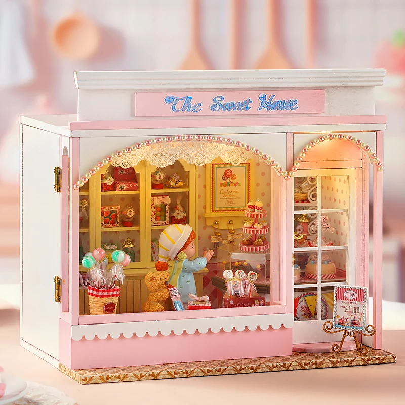 DIY Doll House 3D Puzzle Assembly Building Model Small House Making Room Toys Room With Furniture Wooden Dollhouse Birthday Gift