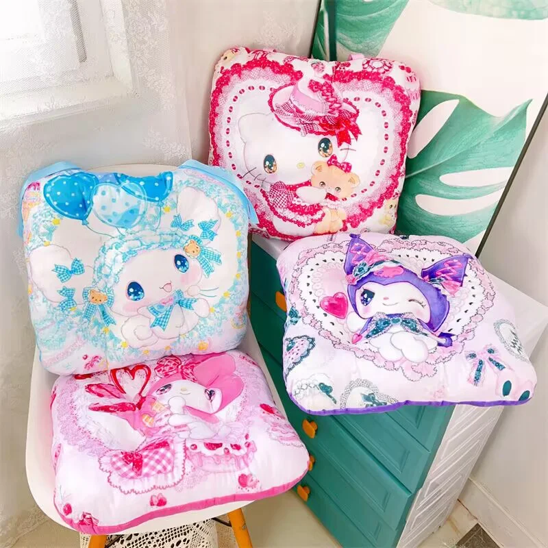 Sanrio Cartoon Printed Seat Cushion Kuromi My Melody Hello Kitty Cinnamoroll Sitting Cushion Chair Floor Warm Comfortable Girl