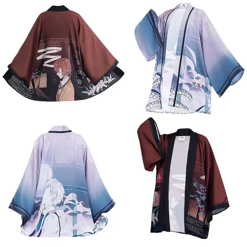 Unisex Cosplay Anime Harajuku Japanese Style Kimono Haori Cardigan Bungo Stray Dogs Dazai Osamu Costume Halloween Dress Up Party