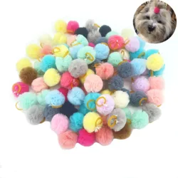 100X Cute Pet Puppy Dog Cat Hair Bows with Rubber Bands Lace Ball Handmade Hair Bows Hair Accessories Dog Grooming Pet Products