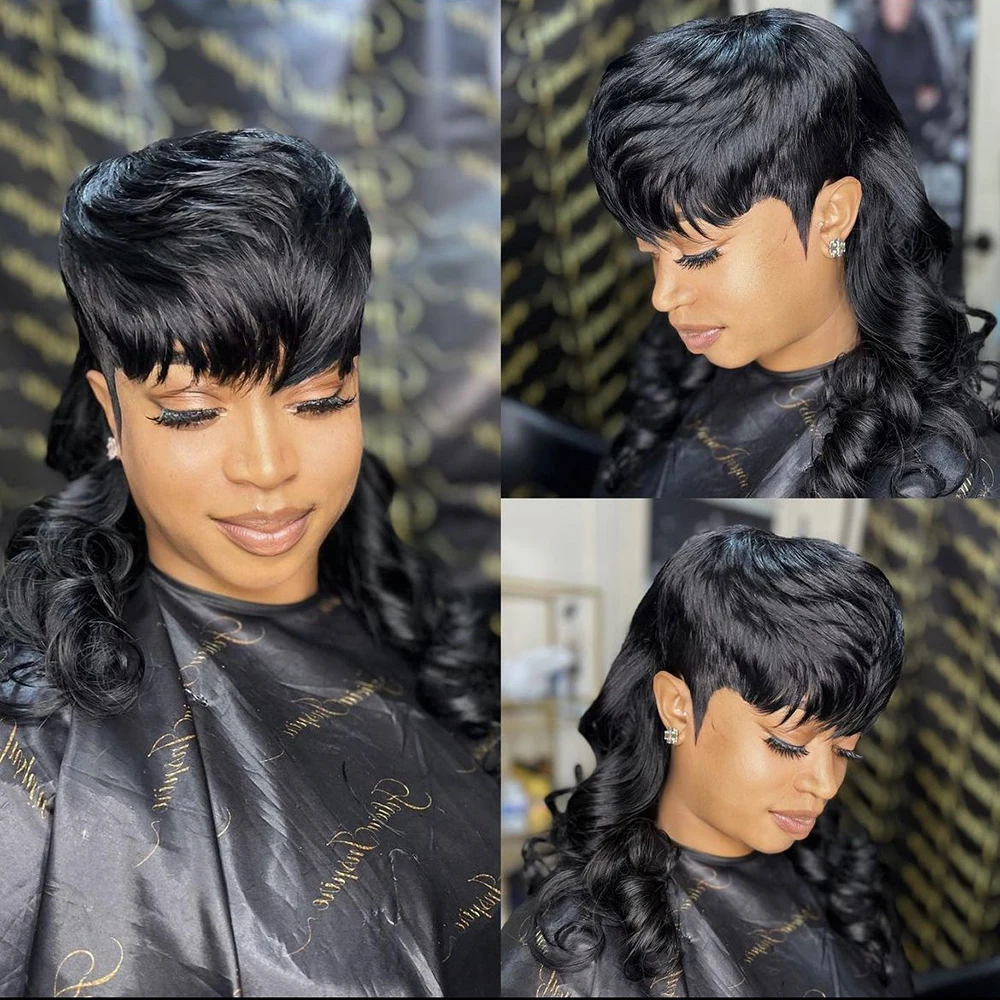 Black Curly Pixie W… - image