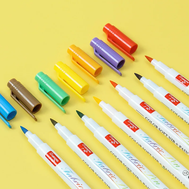 رنگ فیبرک مارکر قلم مستقل فیبرک پینٹ قلم نرم برش مارکر قلم کپڑے کینوس ٹی شرٹ جوتے کیپ DIY پینٹنگ