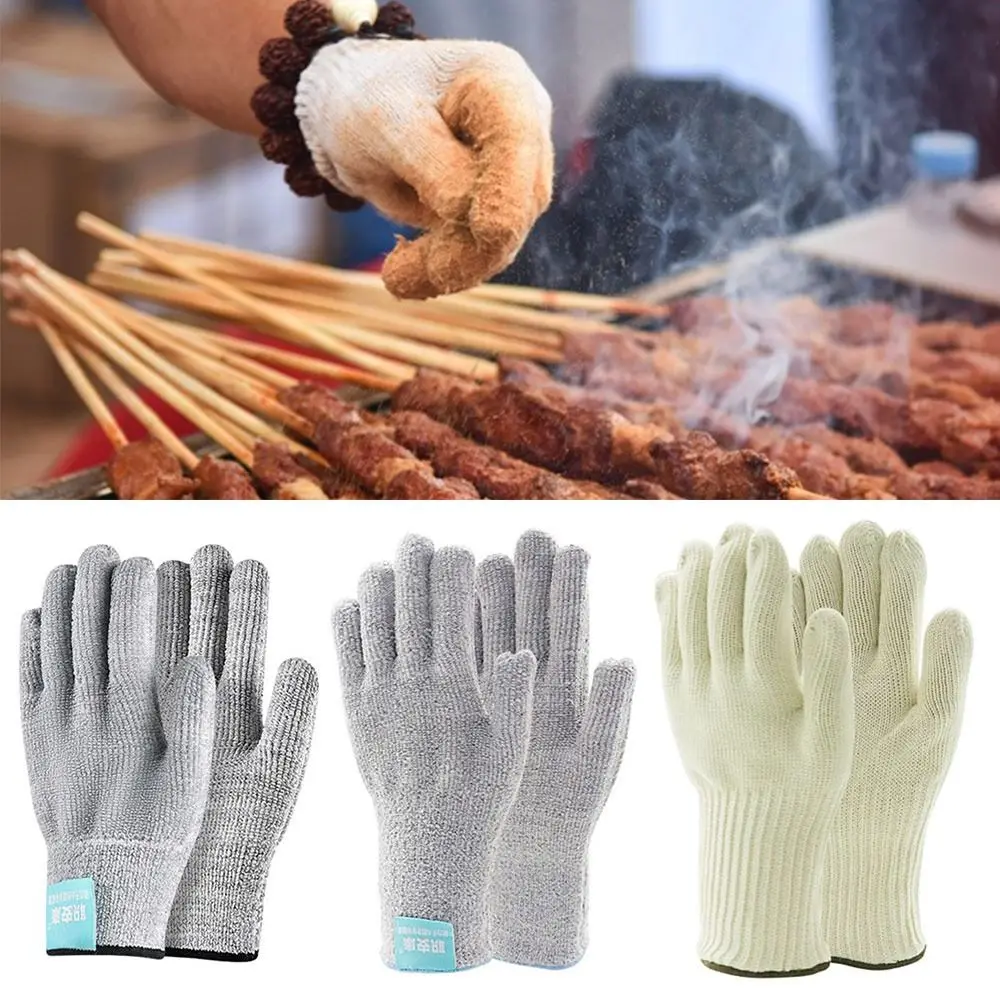 Tool 200/300℃ Heat-Resistant Glove Leather Thickening Work Safe Gloves Microwave Oven Anti Scalding Protective Mittens Workplace