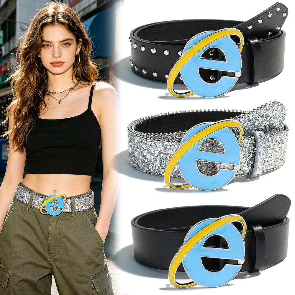 2026 New Fashion Y2K Belt PU Leather Internet Smooth Buckle, Retro 90s E-Girl E-Boy Streetwear Minimalist Daily Outfit Waistband