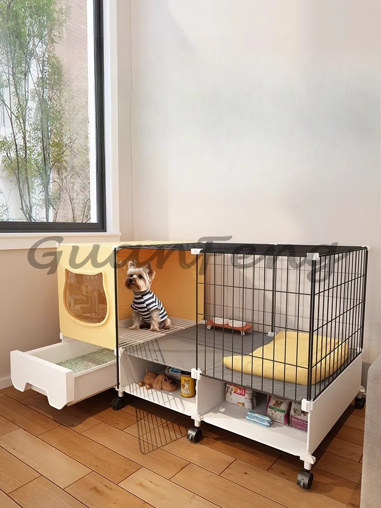 Small and medium-sized dogs with separate toilets living room, one bathroom, kennel, pet cage integrated