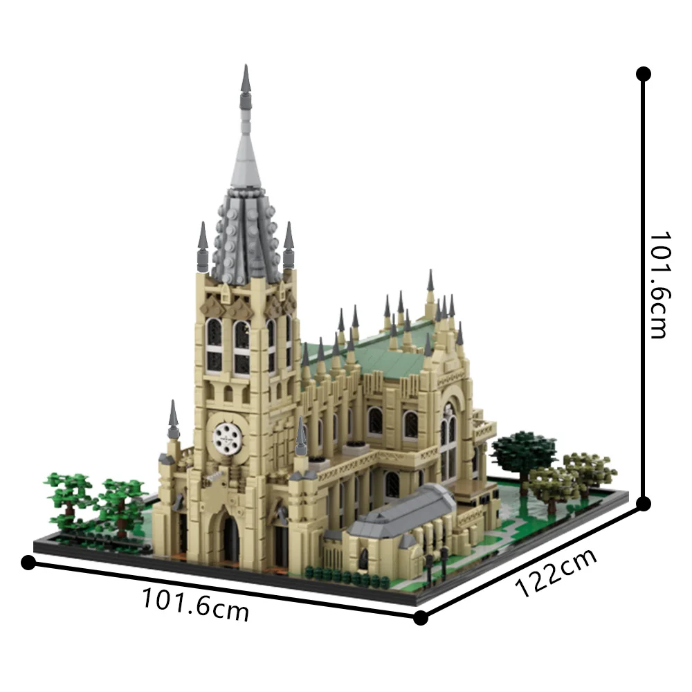 MOC FGrace 教会ニューヨークビルディングブロックモデル有名な中世の城建築レンガ組み立ておもちゃ子供のためのギフト