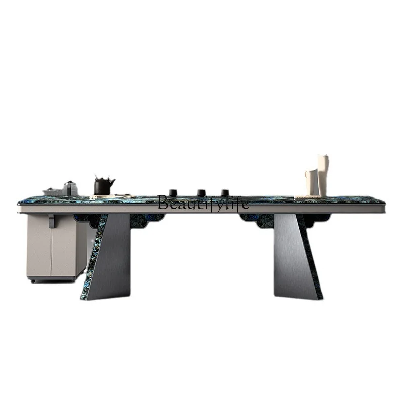 Natural blue jadeite luxury stone tea table Modern light luxury tea table