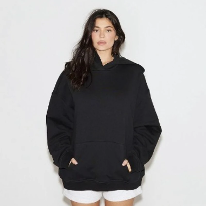 

Kylie same style ~ KHY black pullover loose hooded sweatshirt hundred casual tops