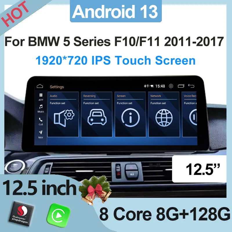 

12.5Inch Android 13 8Core 8G+128G Car Multimedia Player For BMW 520i 525i F10 F11 2011-2017 Stereo CarPlay Android Auto 4G WIF