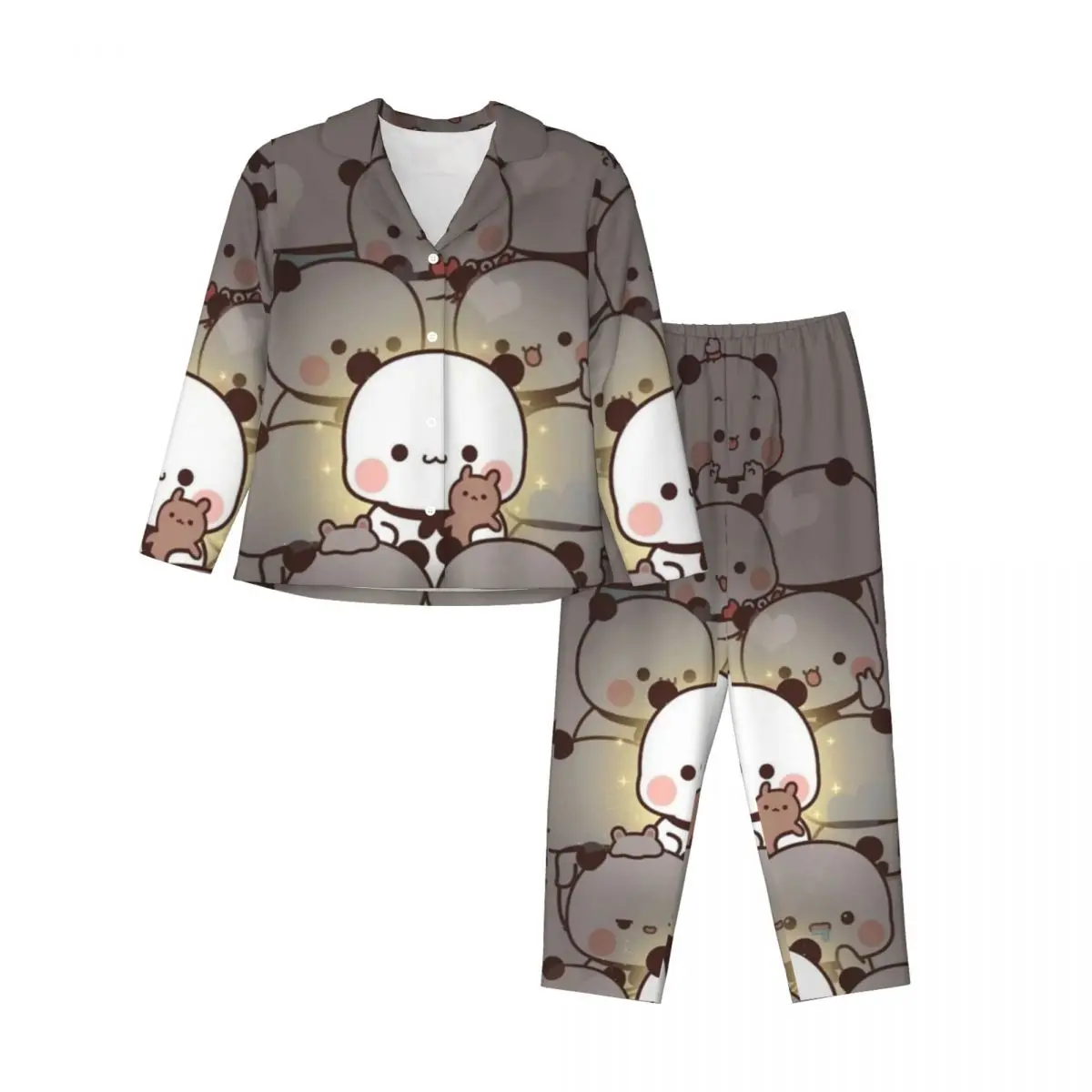 Panda Bear Hug Bubu Dudu Women's Pajamas Set 2 Piece Set For Women Casual Long sleeve Suit