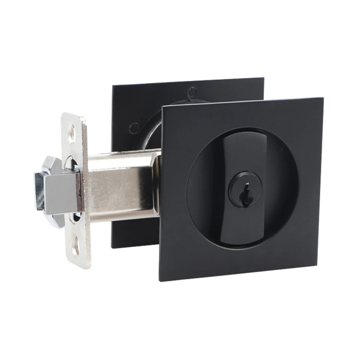 

Pocket Door Lock Black Door Hardware Anti-Theft Lock Contemporary Privacy Square Door Lock Sliding Door Lock with Keys