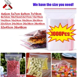 100-1000Pcs Small Zip Lock Plastic Bags Transparent Bag Reclosable Vacuum Storage Bag PE Clear Bag Ziplock Food Storage zip Bags