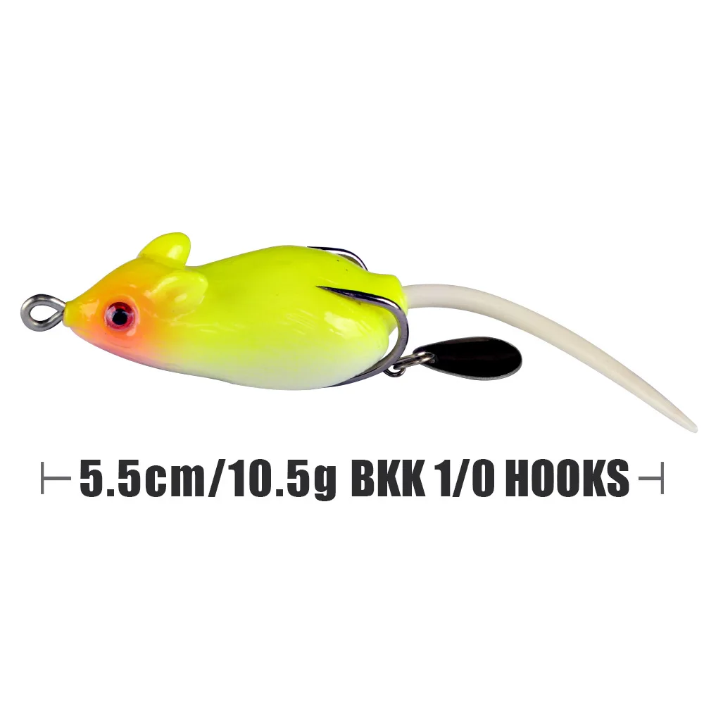 1Pcs Topwater Soft Mouse Bait Fishing Lures 5.5cm 10.5g Treble Hooks Ray Frog Crankbait Artificial Bait Bass Pike Fishing Tackle