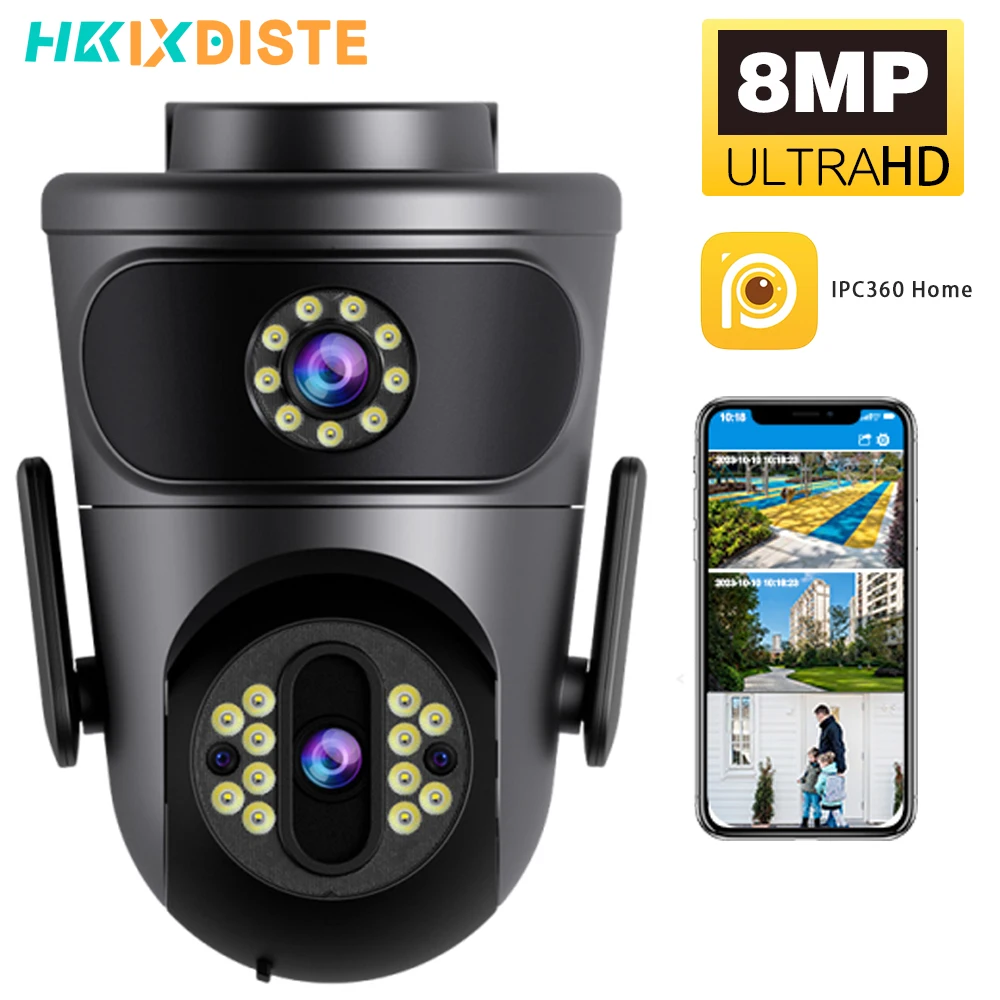 

4K 8MP Video Surveillance Camera Wifi Outdoor Dual Screens Wireless Security IP Cameras PTZ Smart Home Wi-Fi Camera CCTV IPC360