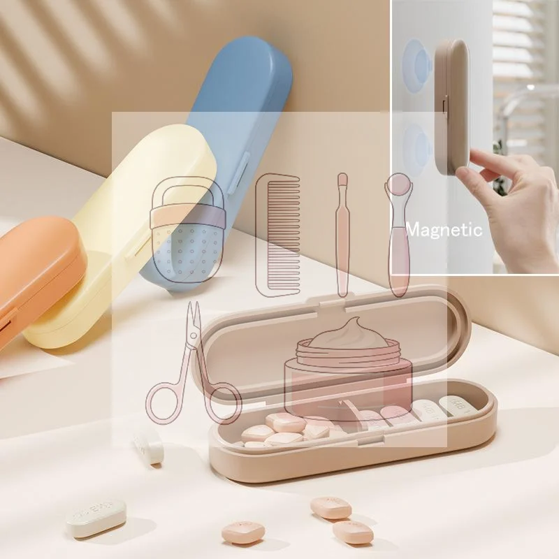 Ultra Mini Portable Medicine Box Magnetic Suction Dispensing Box Portable Special Small Medicine Box Sealed And Light