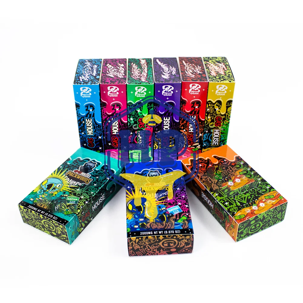 Caja de exhibición de papel para almacenamiento de cartuchos vacíos Gashouse con holograma y esponja, embalaje protector Packwoods con ranura para tarjeta y pantalla para cartuchos, personalizado.