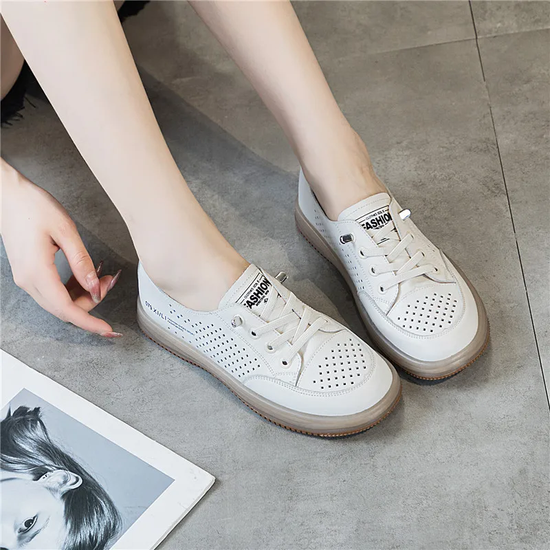 

Летние женские туфли из натуральной кожи (верхний слой из воловьей кожи) для медсестер, белые женские туфли 2026 года, женская кожаная обувь, обувь для мам