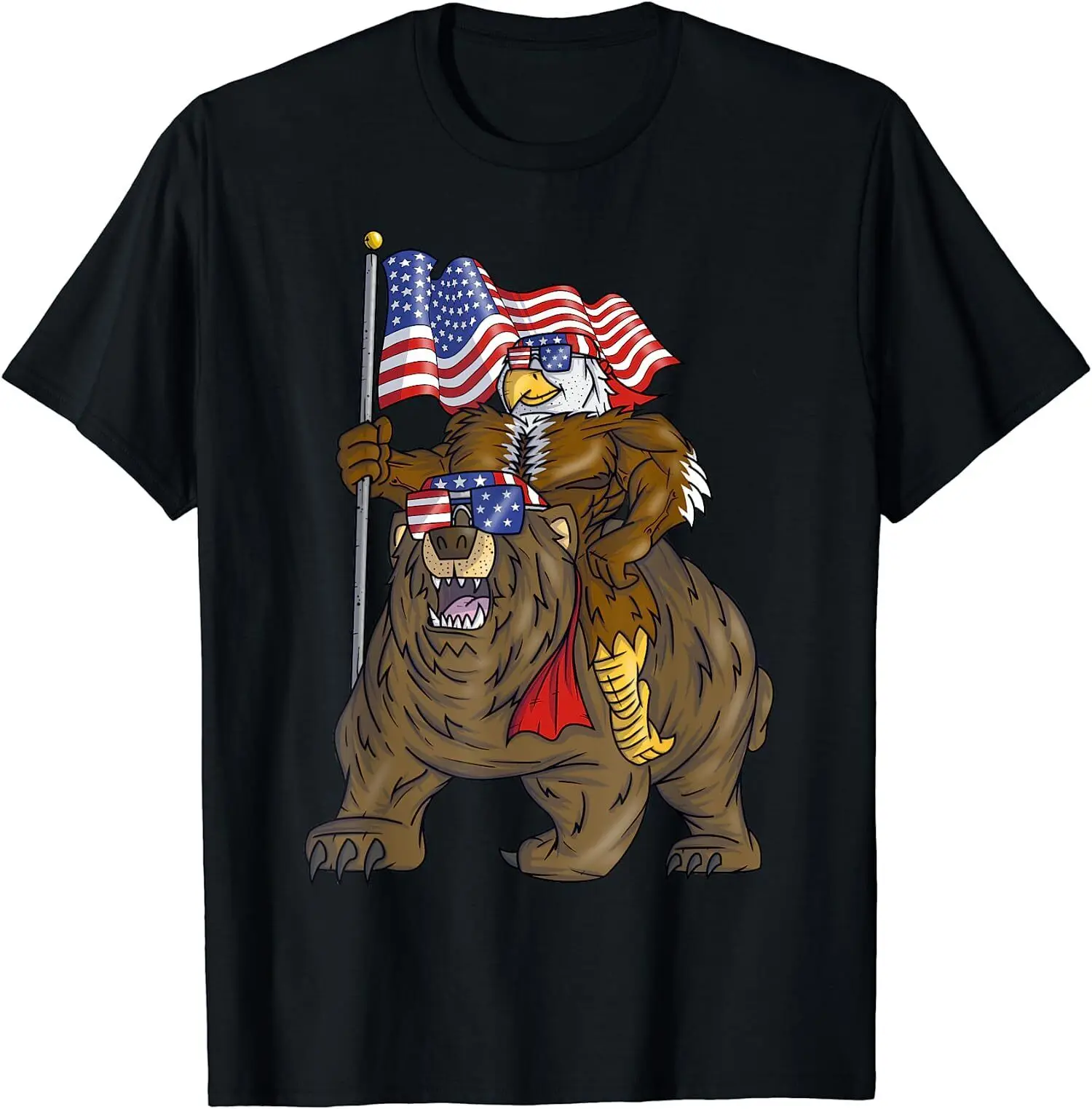 

NEW! 4th of July Proud American Bald Eagle Bear Cool Gift T-Shirt