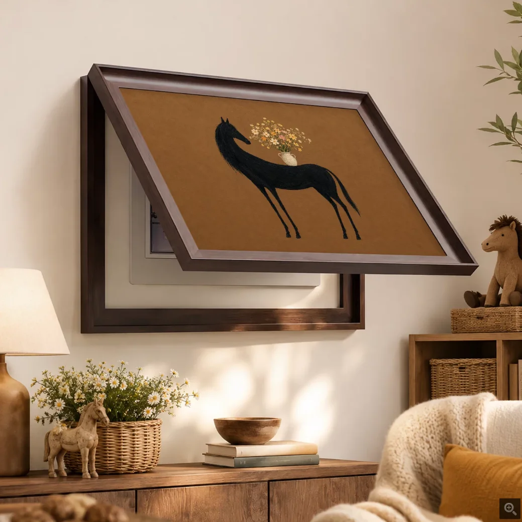 Abstract Black Horse Figure Wall Art Canvas Prints Posters Decor, Vintage Minimal Painting for Living Room Bedroom Office Hotel