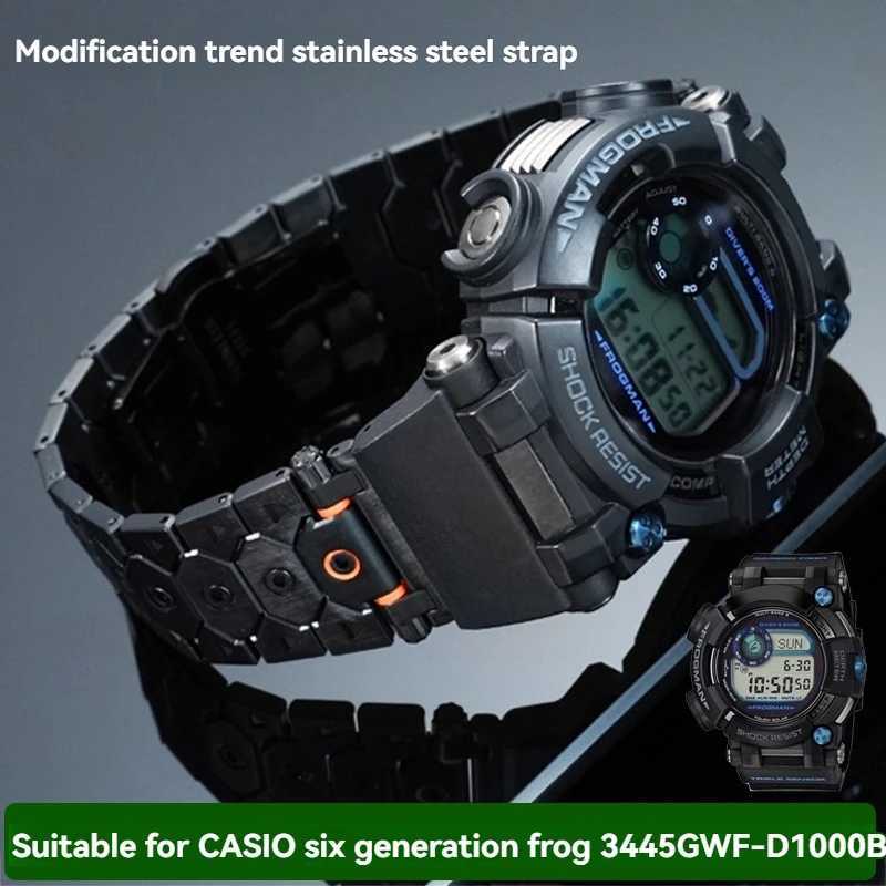 For CASIO Sixth Generation Frogman 3445 GWF-D1000B Series Modified Steel Strip Metal Stainless Steel Trendy Watch Strap