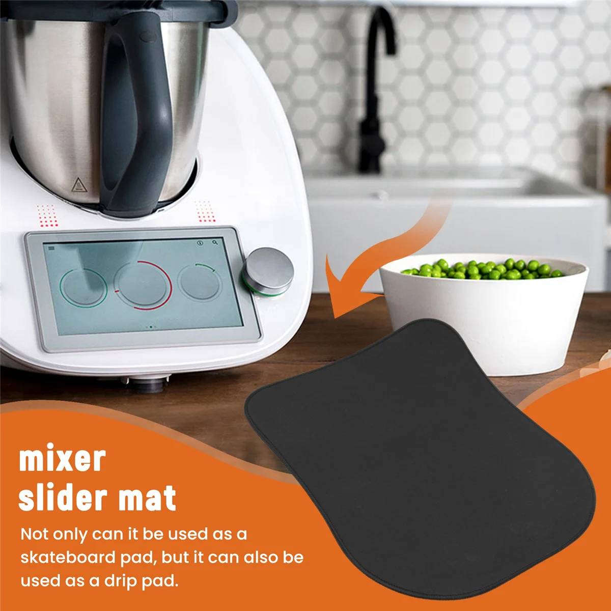 กระดานเลื่อนสำหรับ TM6 Thermomix TM5อุปกรณ์เสริมอันเดอร์เลย์กันลื่นทนทานสีดำสำหรับ TM6 TM5ตัวประมวลผลอาหาร Vorwerk