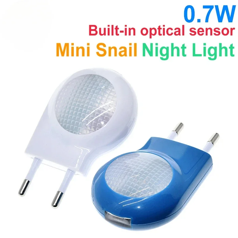 2PCS Mini Led Snail Night Light Auto Night Lamp Built-in Light Sensor Control Light Wall Lamp For Baby Kids Bedroom EU Plug