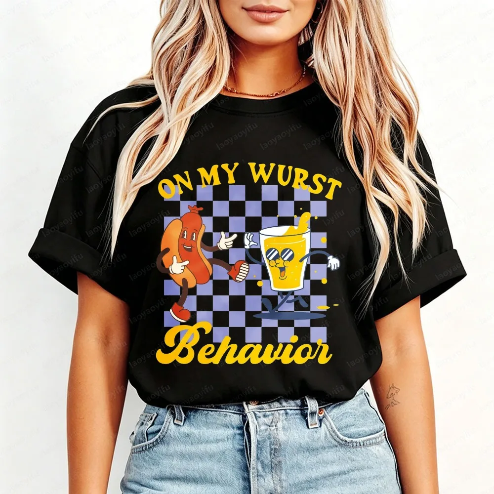 Funny Oktoberfest Shirt Oktoberfest Shirts Group Drinking Shirts Retro Matching Shirts Wurst Behavior Schnitzel Faced Cotton Tee