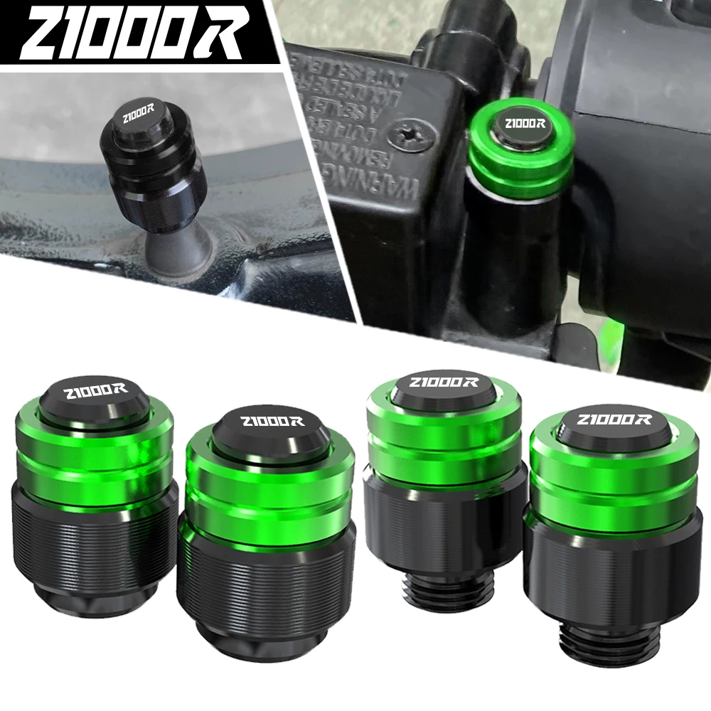 Motorcycle Rearview Mirror Plug Hole Screw Cap & Tire Valve Stem Caps Cover For Kawasaki Z1000R Z 1000R 2017 2018 2019 2020-2023