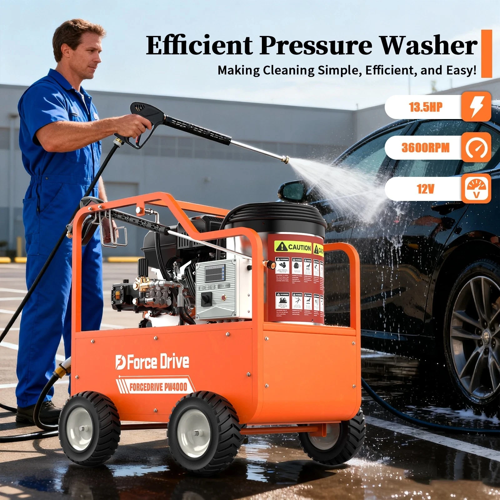 

Hot Water Pressure Washer, Gas Powered Heated High Pressure Cleaner, 4060 PSI 4.0 GPM Portable Industrial Power Washe ATTACHXPRO