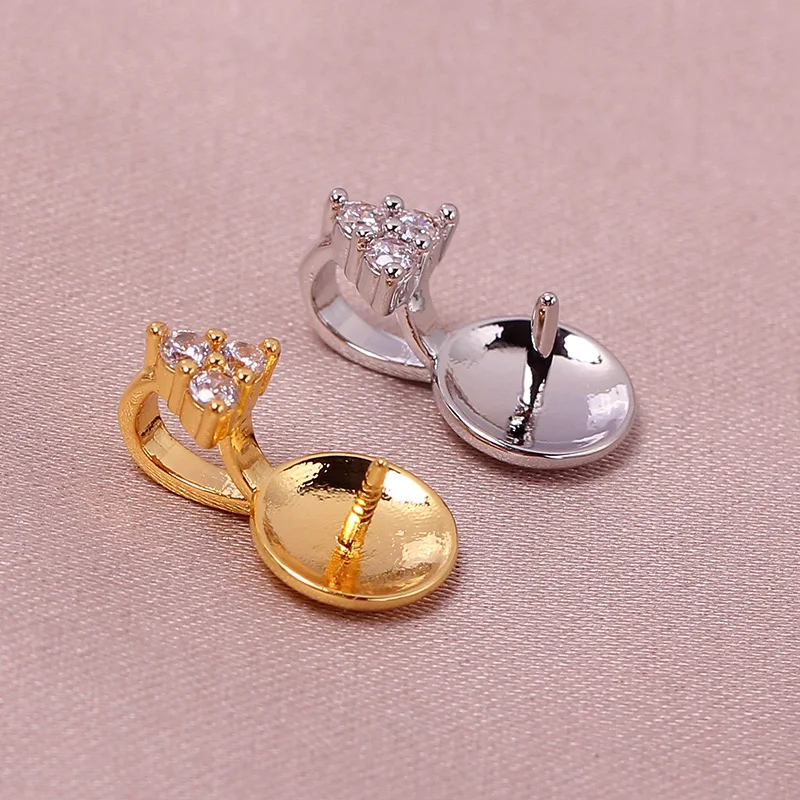 Domestic Copper 14K Gold, Zircon Pearl Pendant Stud Earrings Set DIY Accessories Jewelry Light Luxury Small Temperament