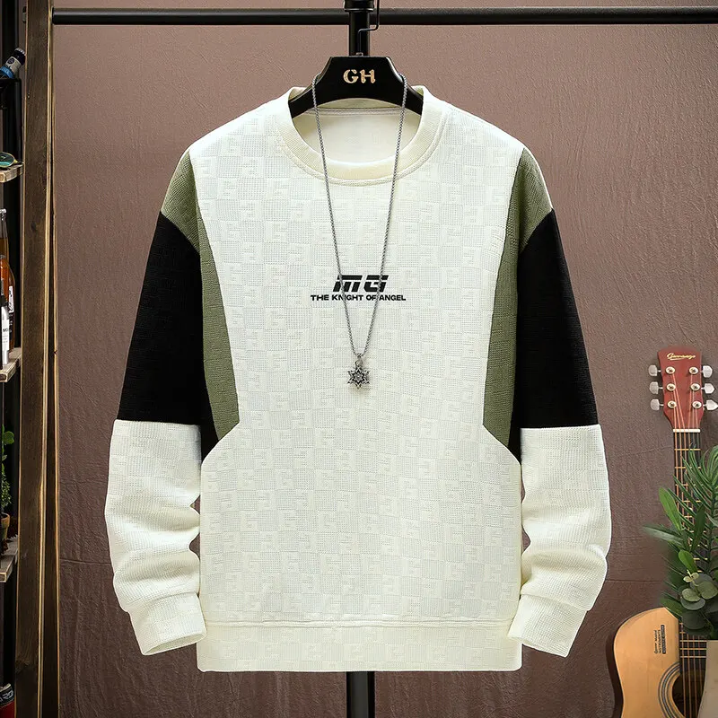 

2025 Autumn/Winter New High Quality Men's Jacquard Letter Round Neck Hoodie with Casual Plush Thickened Hoodie