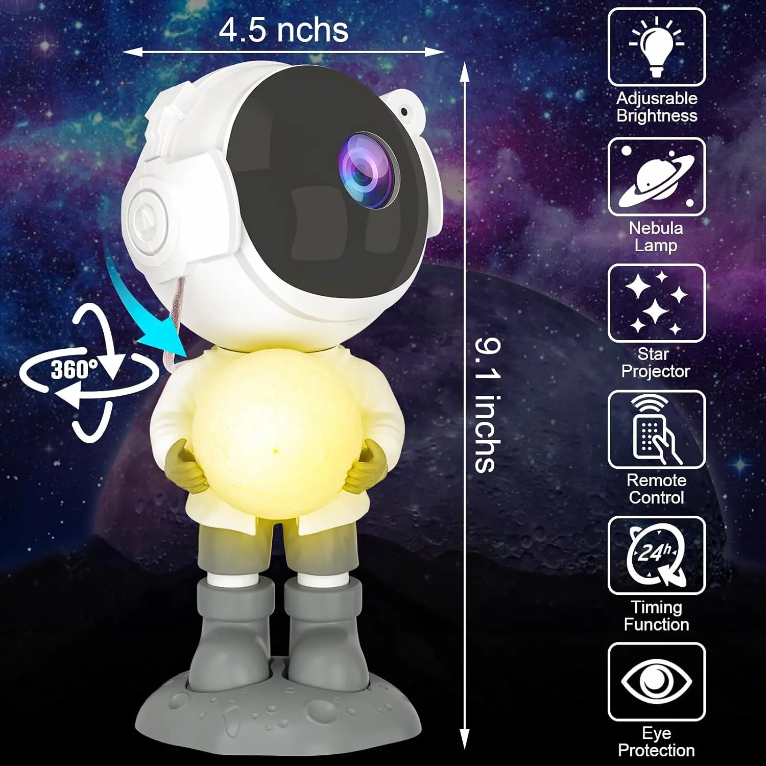 Astronaut Galaxy Projector Lamp Night Light Starry Star Projector with Moon Lamp Ceiling Nebula Space Projector for BedroomDecor