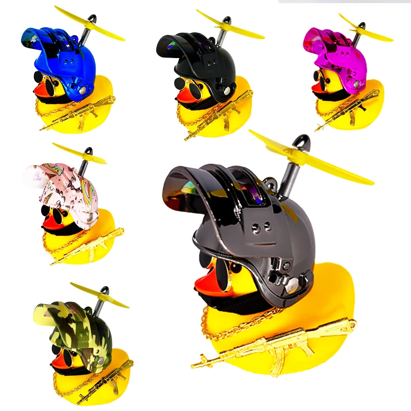 

Car Duck with Helmet Broken Wind Pendant Bicyle Yellow Duck Car Ornaments Kids Toy Motorcycle Accessories