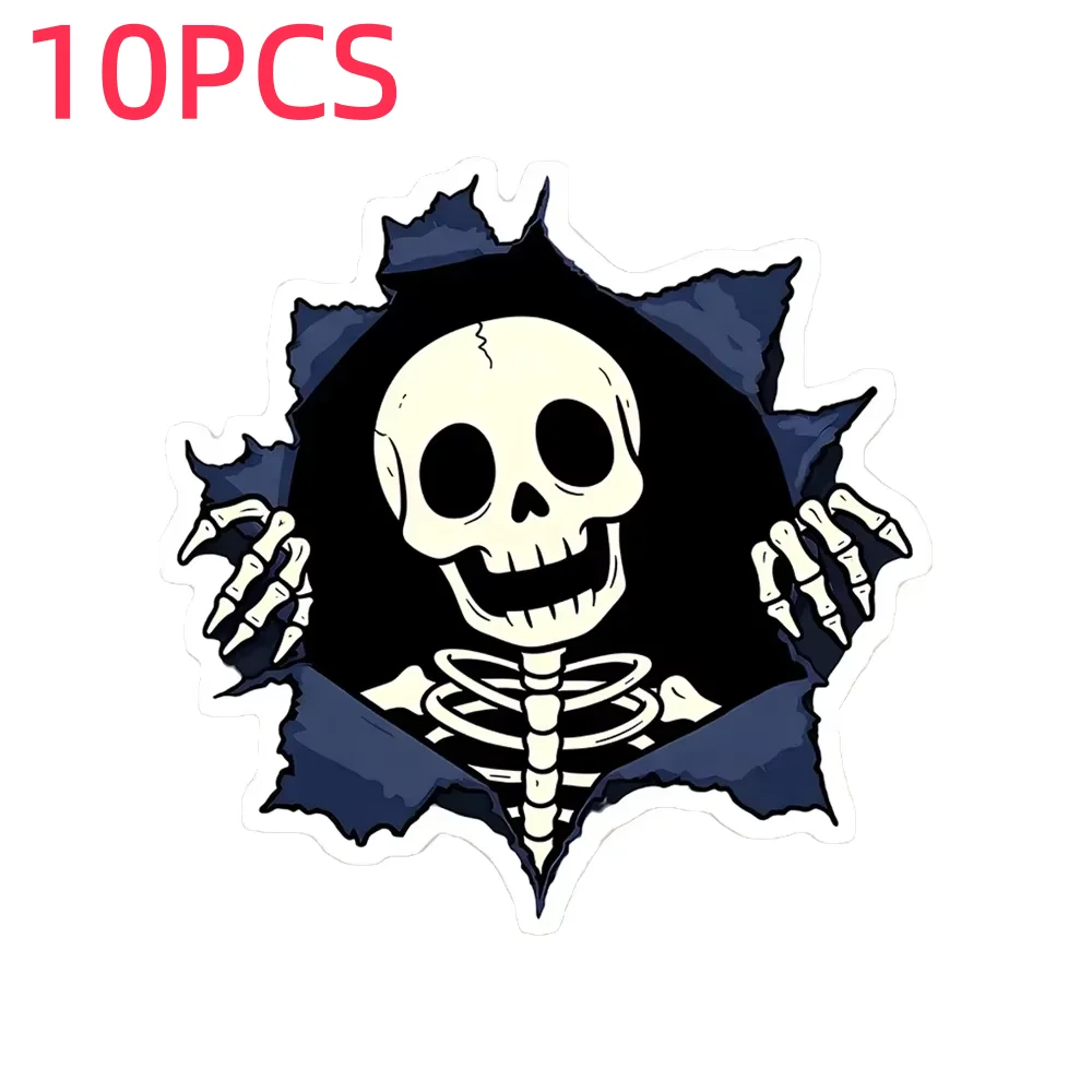 10PCS Kawaii Skeleton And Playful Spooky-Inspired Graphic Sticker Cute Halloween Stickers For Laptop Water Bottles And Car Phone