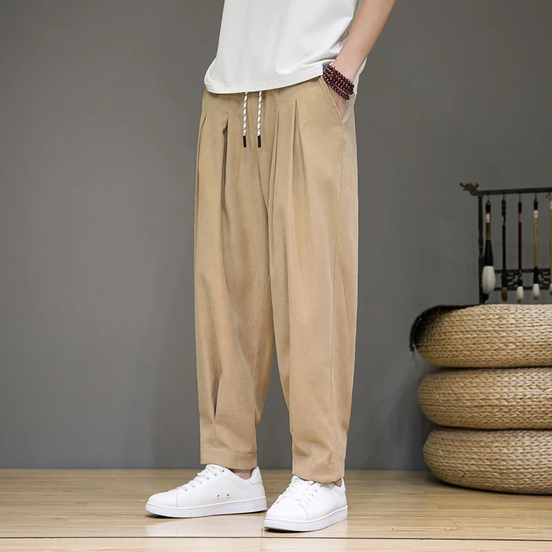 

Мужские брюки из льна в стиле ретро, свободные, широкие, летние, повседневные, из хлопка и льна, свободного кроя, для молодежи, энергичные, немнущиеся