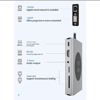 Exquisite-13-In-1 Type C Docking Station Adapter 15W Wireless Charger USB3.0Hub Hub PD100W Expander RJ45 Gigabit Network Card Du