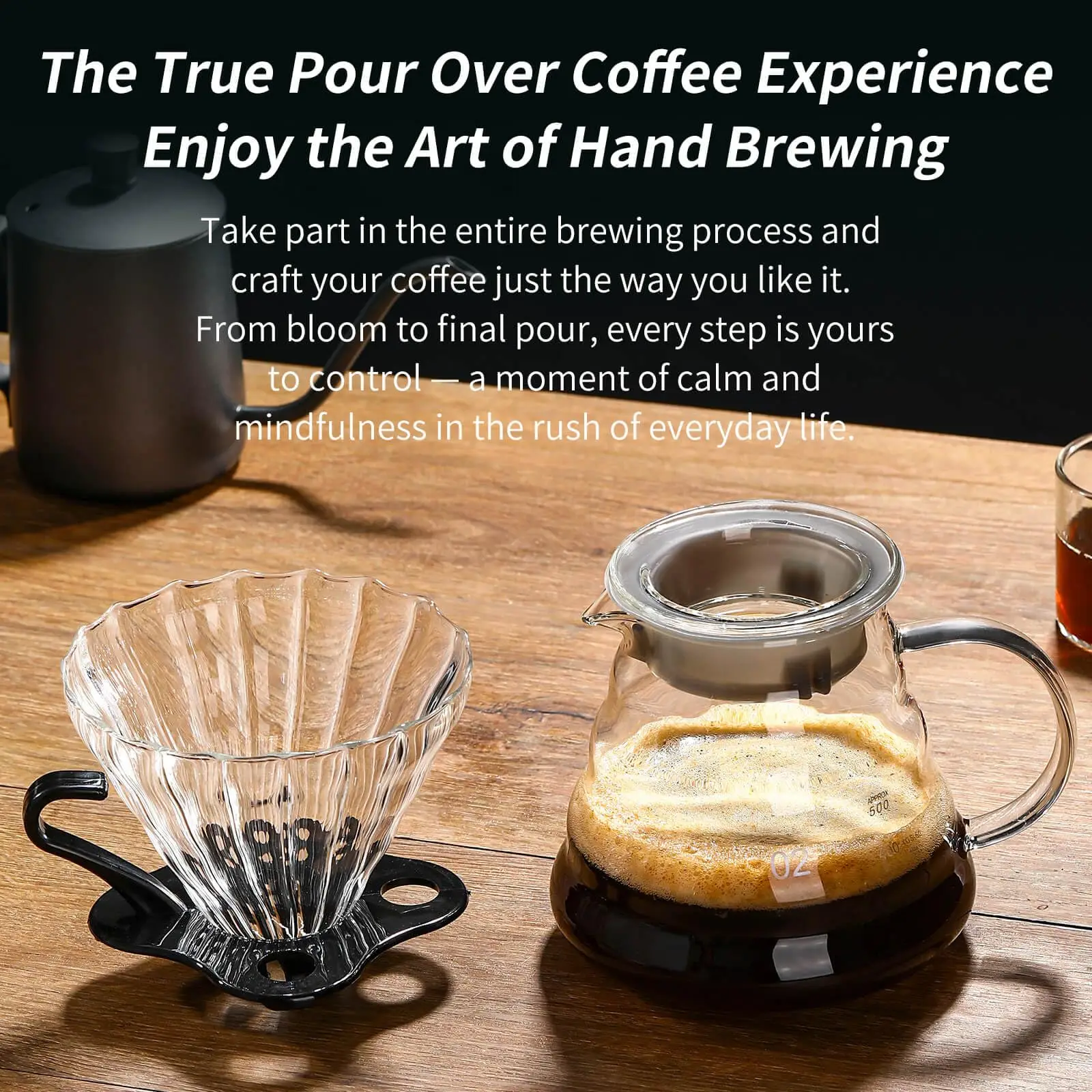 Glass Coffee Pot and Funnel Hand-Made Coffee Pot Filter Set Cloud Shaped Coffee Maker Server with Extraction Cup for Home Use - view 4