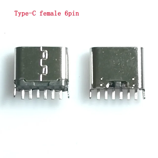 5 szt. Gniazdo żeńskie USB typu C 6-pinowe pionowe 180 °   Płytka z wtyczką dwupinową H = 6,8