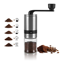 Manual Coffee Grinder with Ceramic Burr Adjustable Coarse to Fine,Portable Hand Crank Mill for Travel Home Espresso Turkish Brew