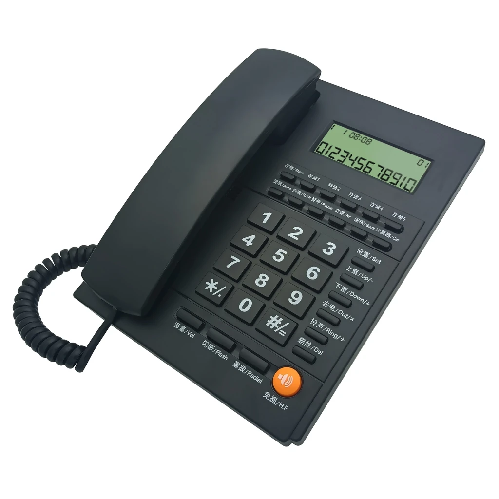 Desktop Phone Fixed Landline Caller Display No Need Battery Large Button for Hotel/Office/Home Telephone