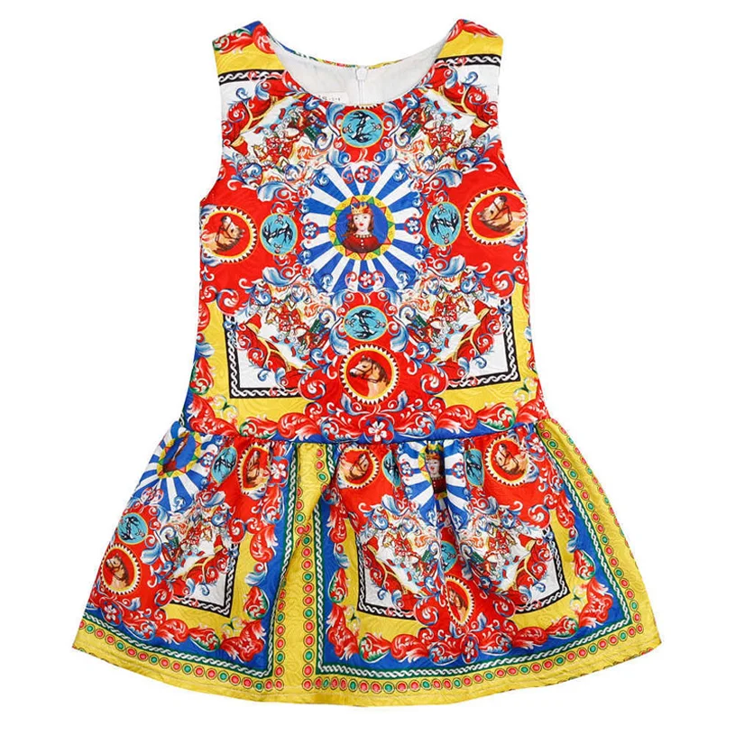 Young Children Vestidos De Fiesta Sleeveless Girls Summer Dresses Princess Girl Dresses European Style Wedding Girl Clothes