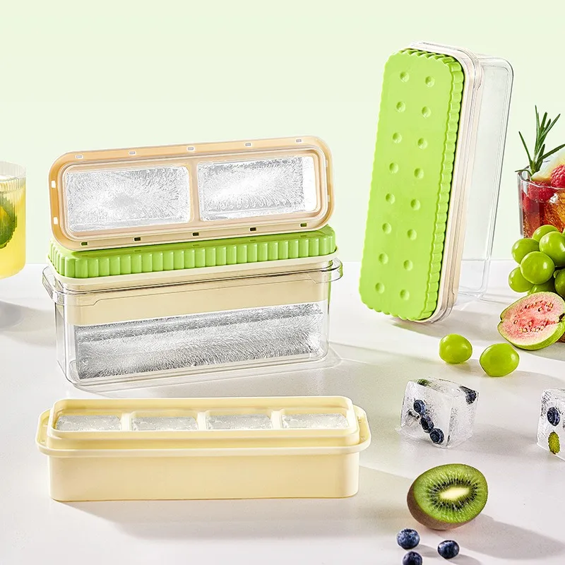 Large Ice Cube Tray Set , Food Grade Mold for Whiskey 4-Cavity Large Ice Mold   Ice Cube Maker