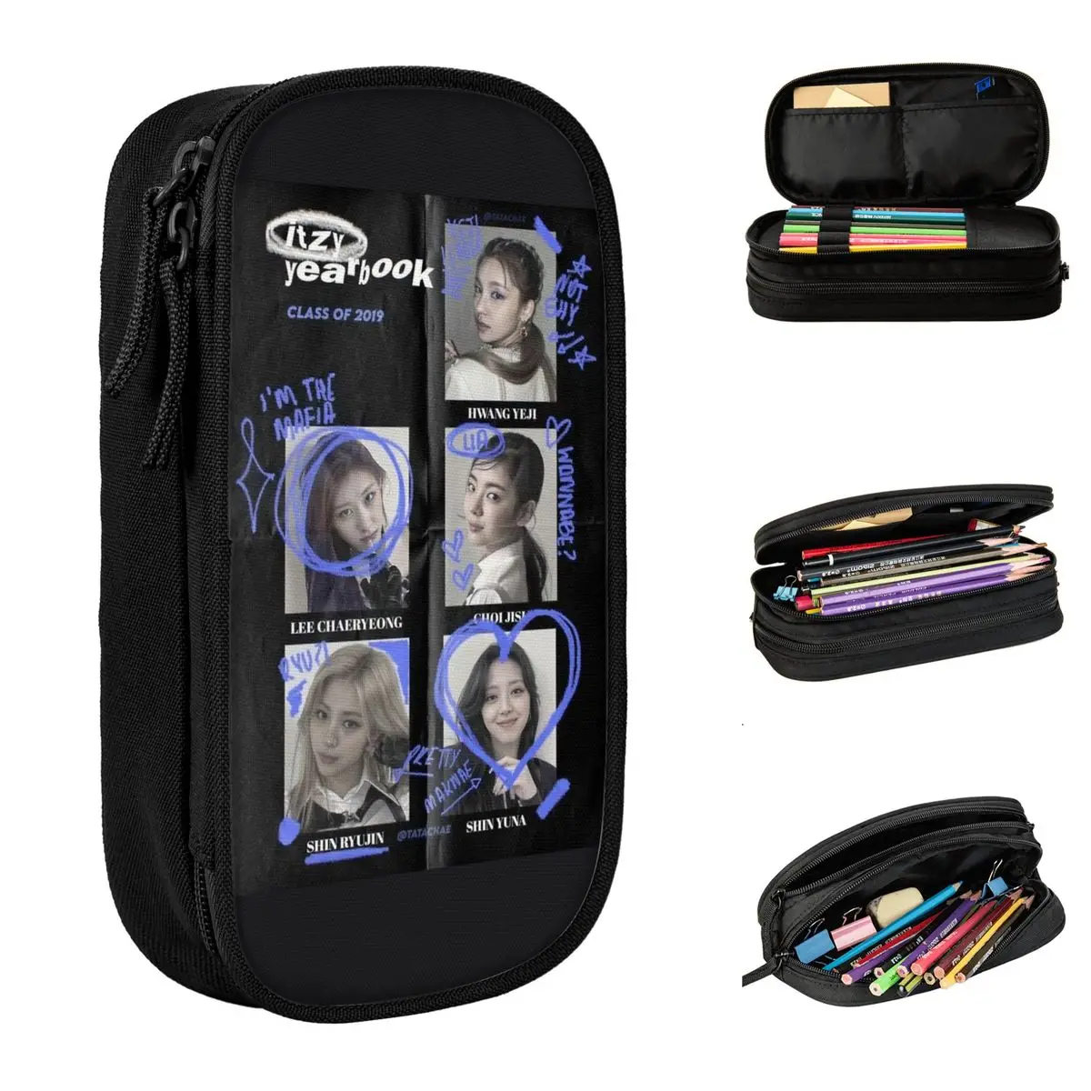 Itzy Kpop Pencil Cases Pen Box Bag Student Large Storage Students School Zipper Pencil Box