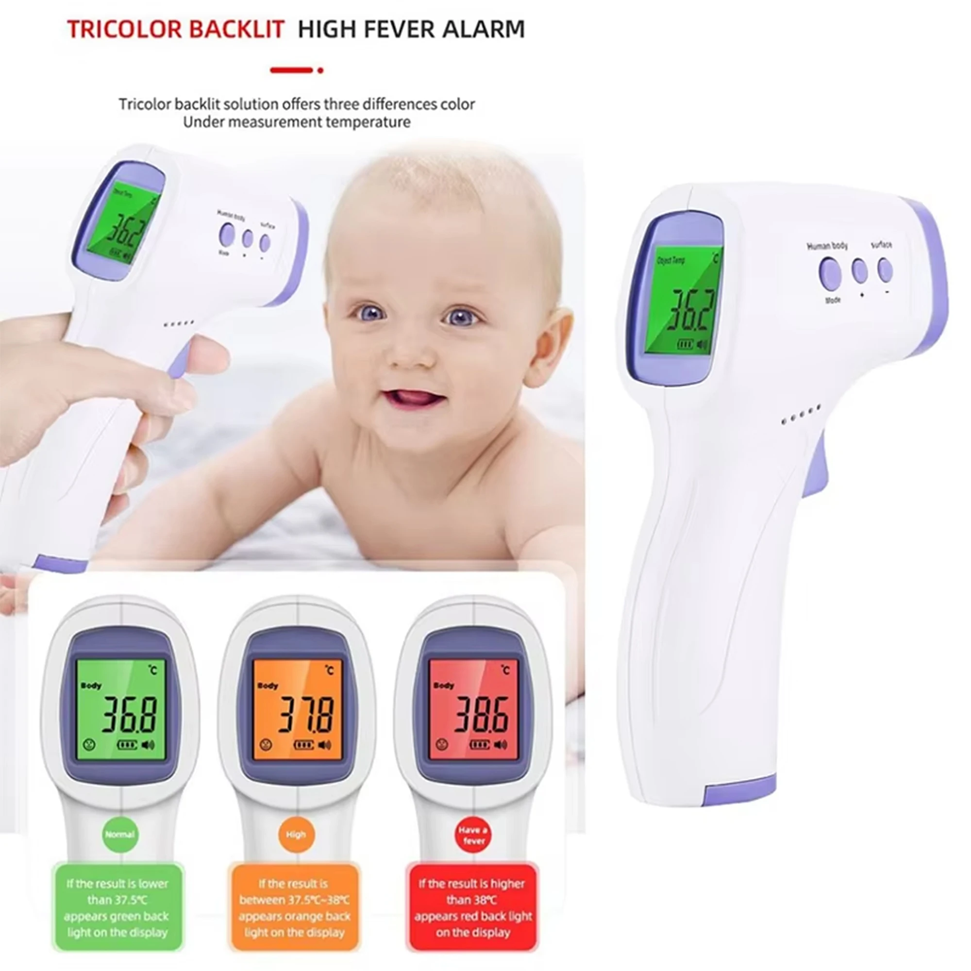 Digital Infrared Thermometer Forehead Body Non-Contact Fever Thermometers Or Medical Portable Finger Pulse Oximeter Blood Oxygen