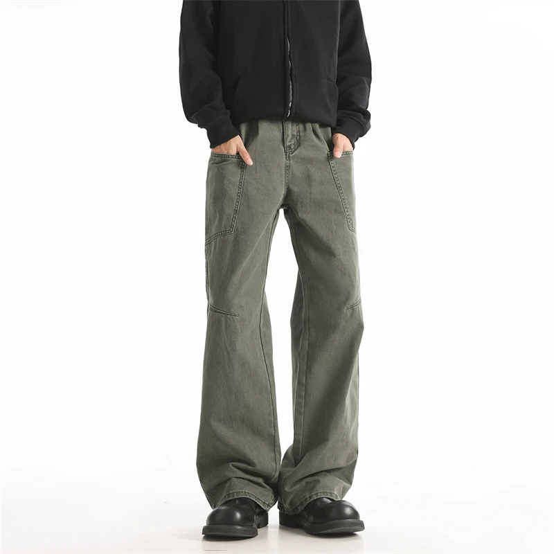 

Мужские брюки в стиле милитари для осени и весны, прямые, широкие, длинные, в стиле ретро, американский уличный стиль
