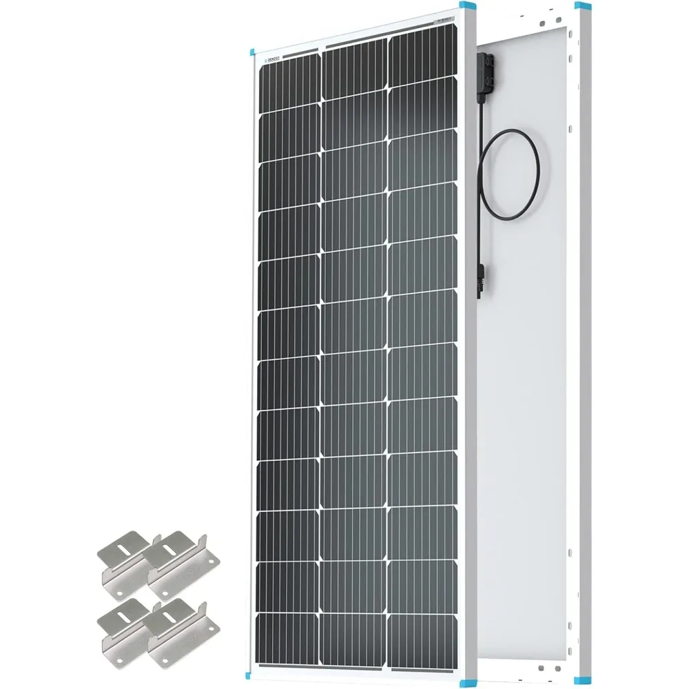 Solar Panel 100 Watt 12 Volt with Mounting Z Brackets High-Efficiency Monocrystalline PV Module Power Charger