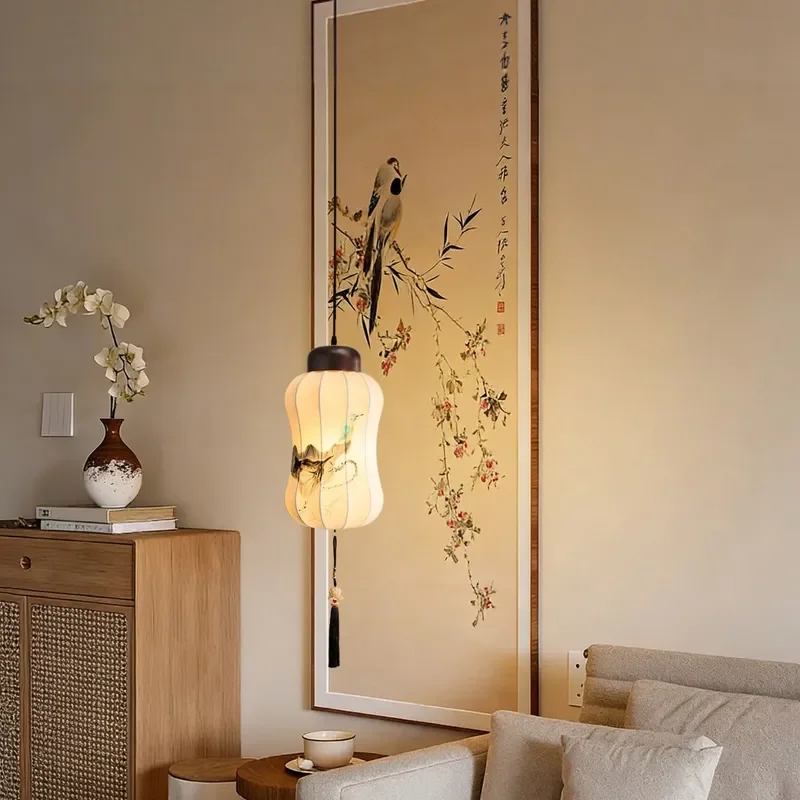 Vintage Chinese Style Small Chandelier Song Dynasty Aesthetic Zen Light for Tea Room Study Retro Creative Bedroom Bedside