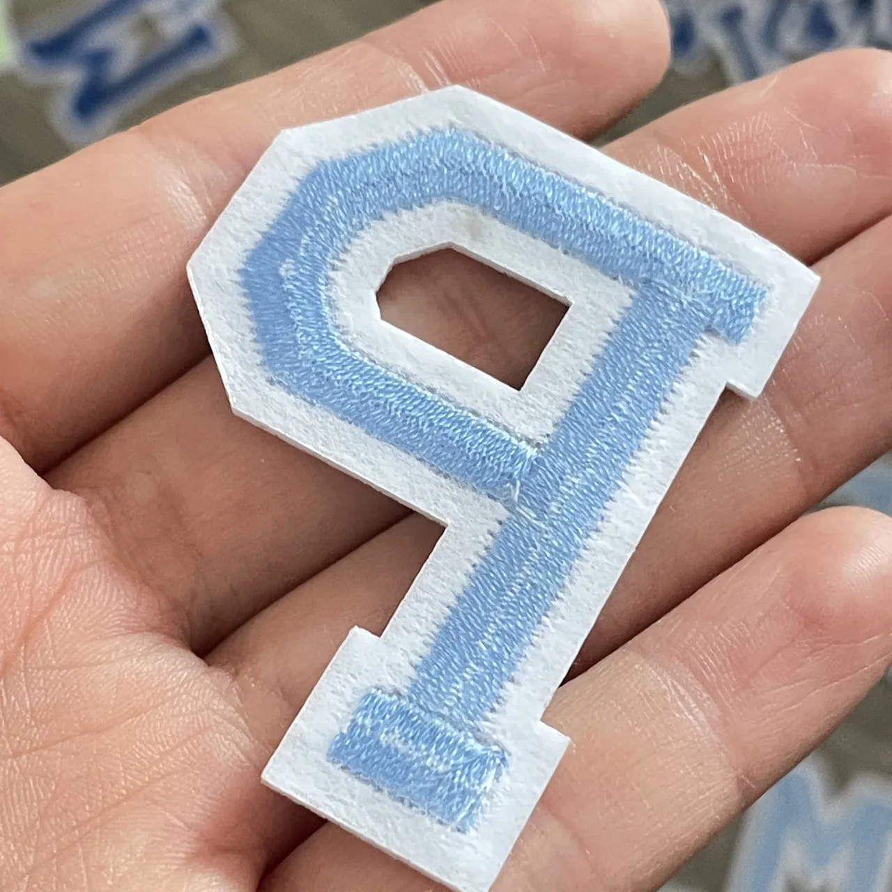 5CM Light Blue Letter Patches Embroidered Patch Iron on For Clothing DIY Accessories Alphabet ABCD EFG HIJK LMN OPQ RST UVW XYZ