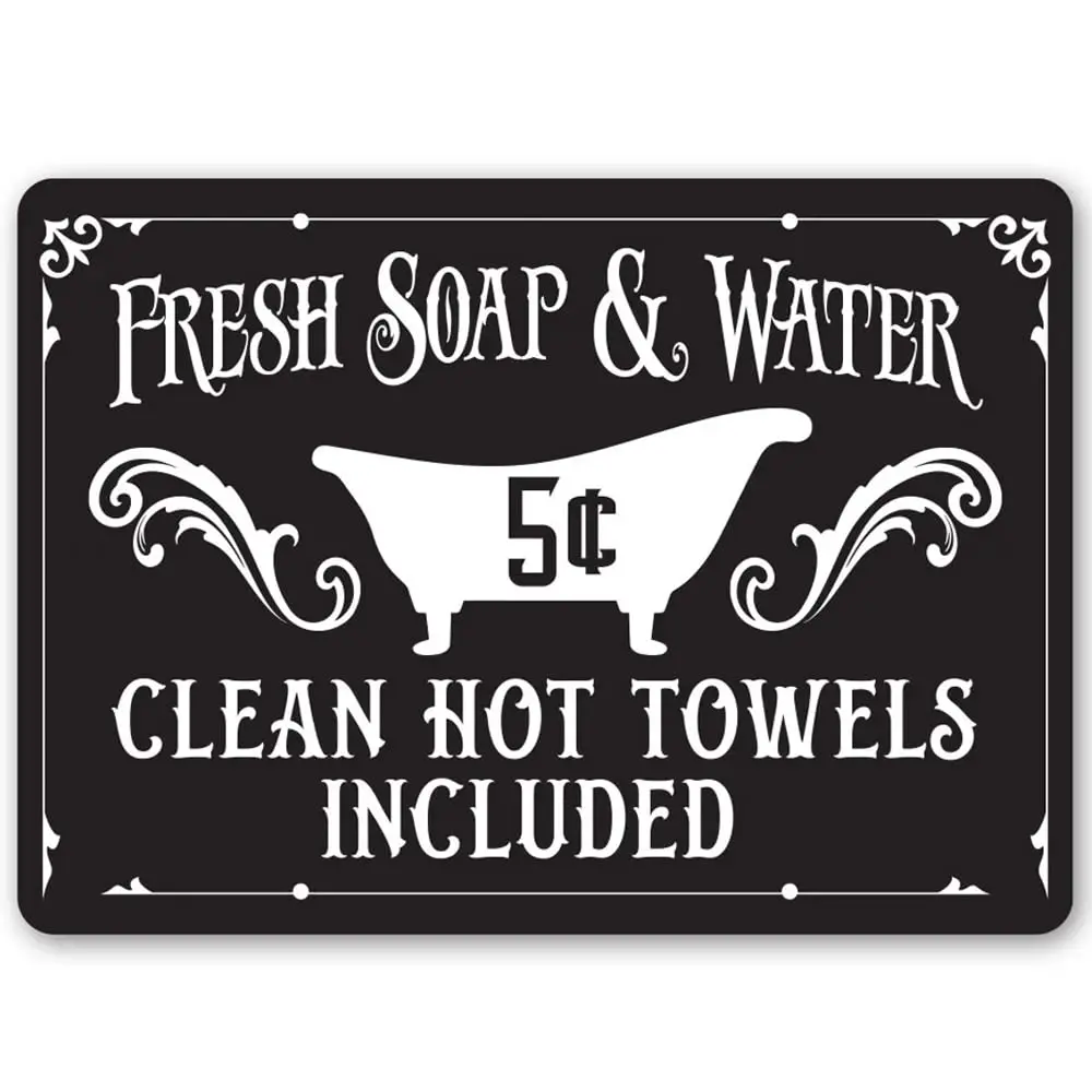 Generic Decorative Signage, Vintage Bath Sign, Bathroom Metal Art Sign 12x8 Inch sign