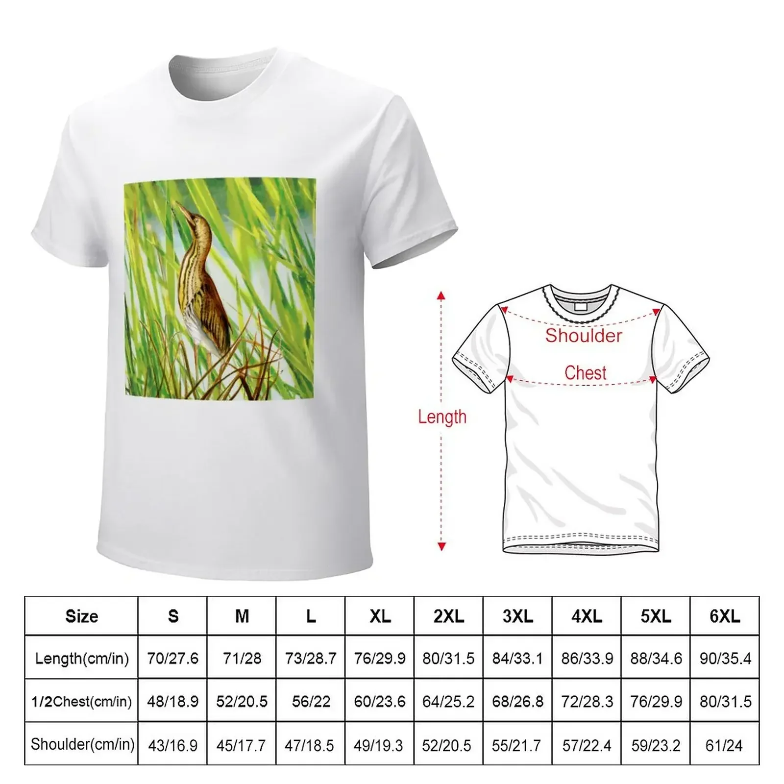 Bittern Bird Watercolor Painting Artwork T-Shirt cute tops animal prinfor boys t shirts men